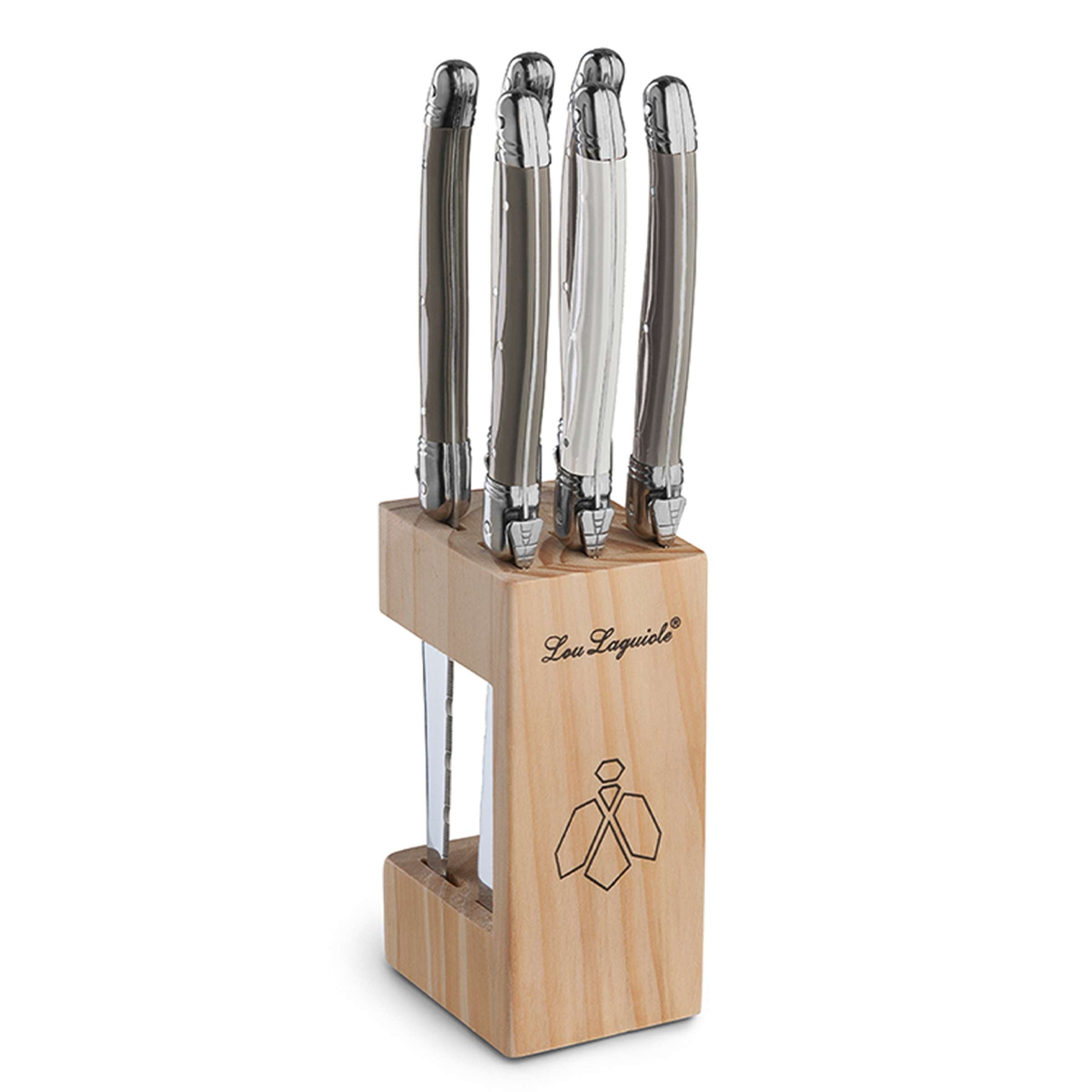 LAGUIOLE / TRADITION Steakmesser Set im Block 6-teilig perle, pfeffer, taupe