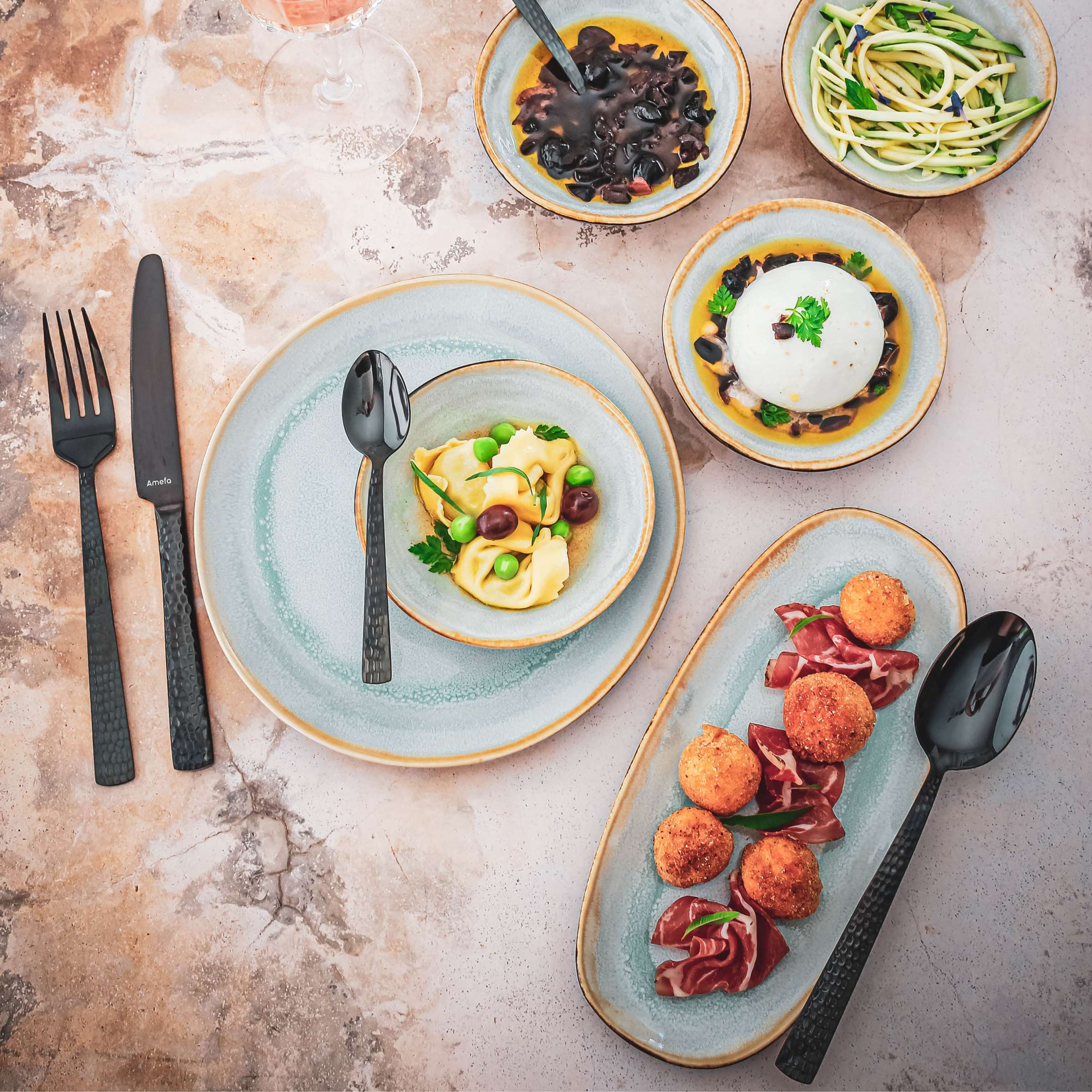 SHADOW AQUA Servierplatte klein blau,grau