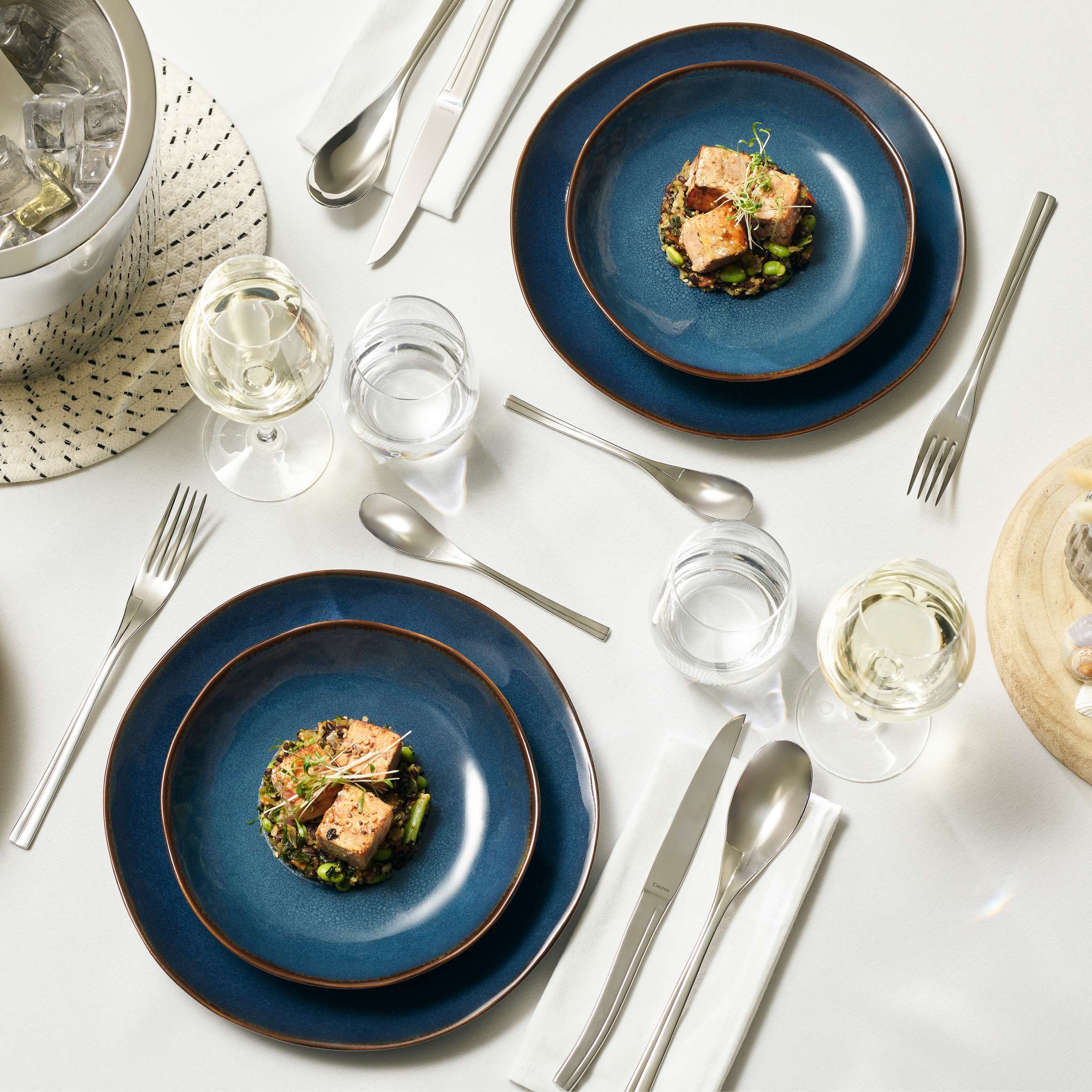 VERTIGO DENIM Speiseteller blau,braun