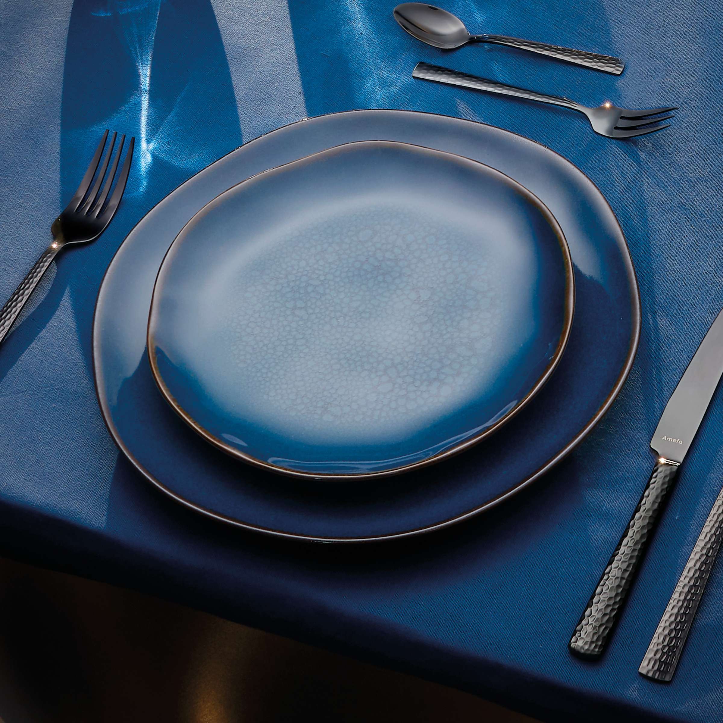 VERTIGO DENIM Speiseteller blau,braun