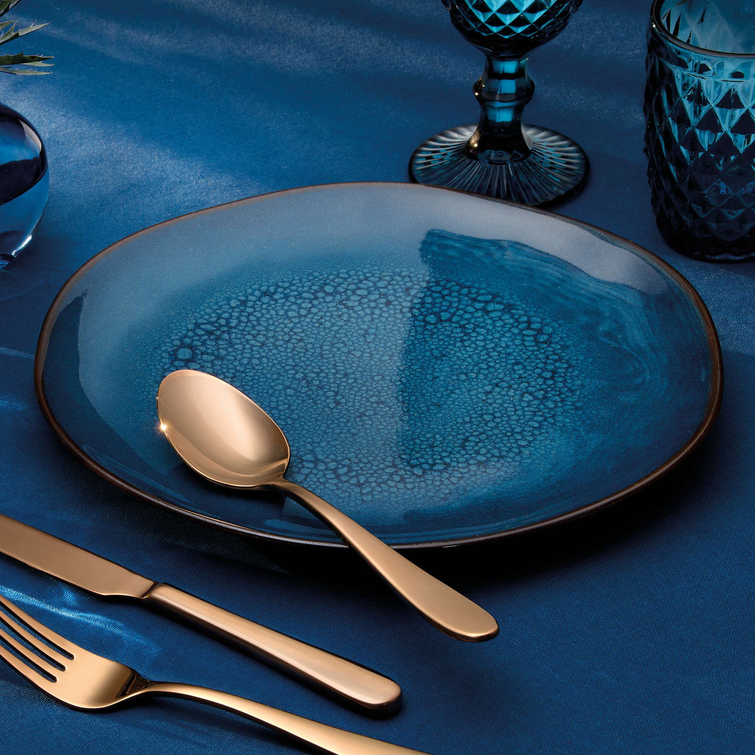 VERTIGO DENIM Speiseteller blau,braun