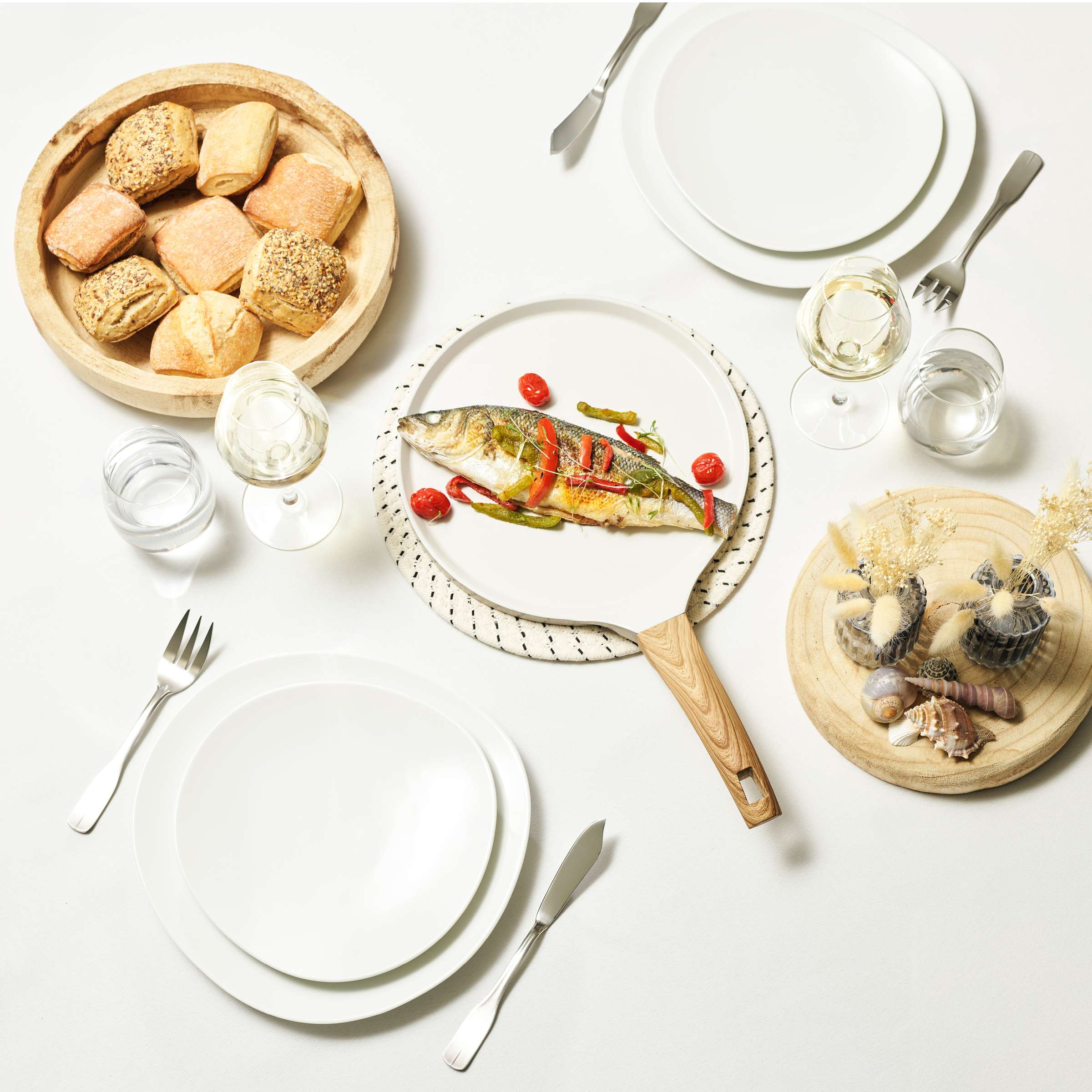 SVEN WHITE Geschirr Set weiß 18-teilig