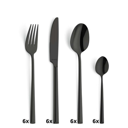 METROPOLE Besteckset 24-teilig PVD schwarz