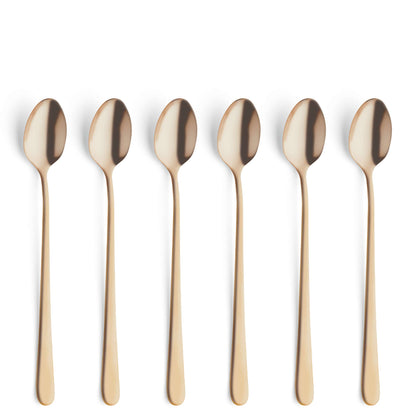 AUSTIN Longdrink-/Latte Macchiato Löffel Set 6-teilig PVD gold