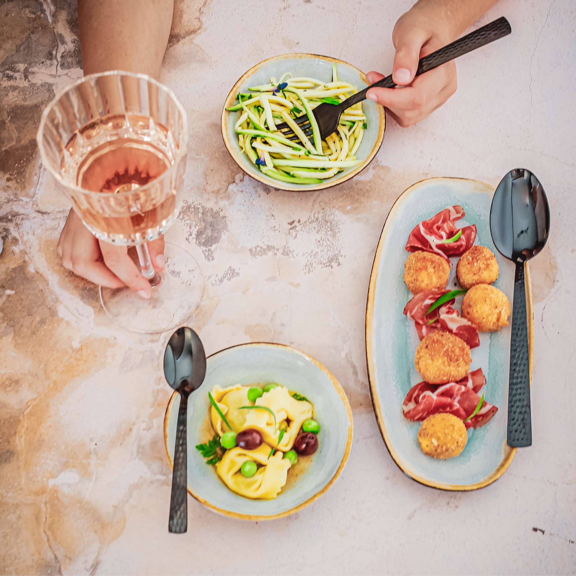 SHADOW AQUA Servierplatte klein blau,grau