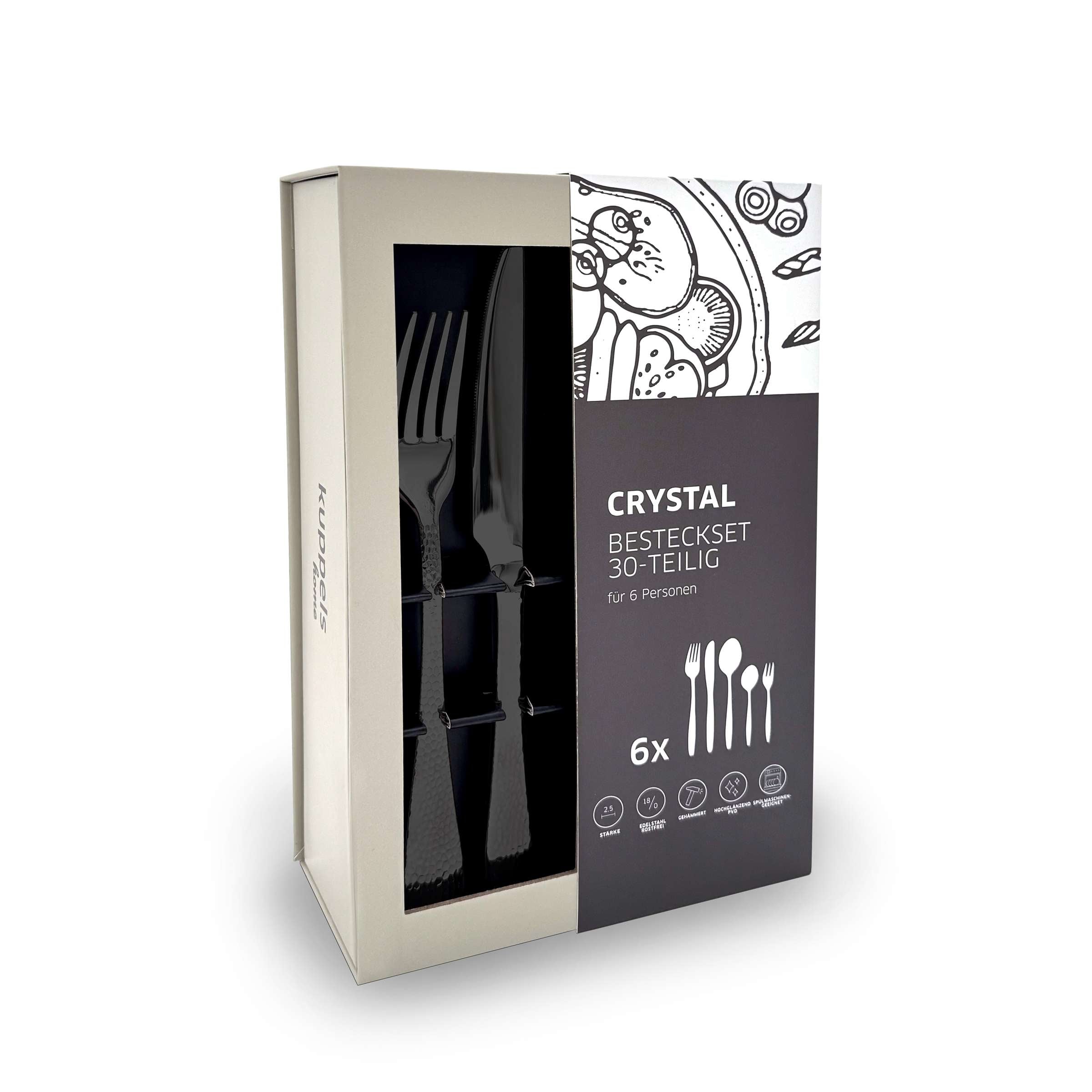 CRYSTAL Besteckset 30-teilig PVD schwarz