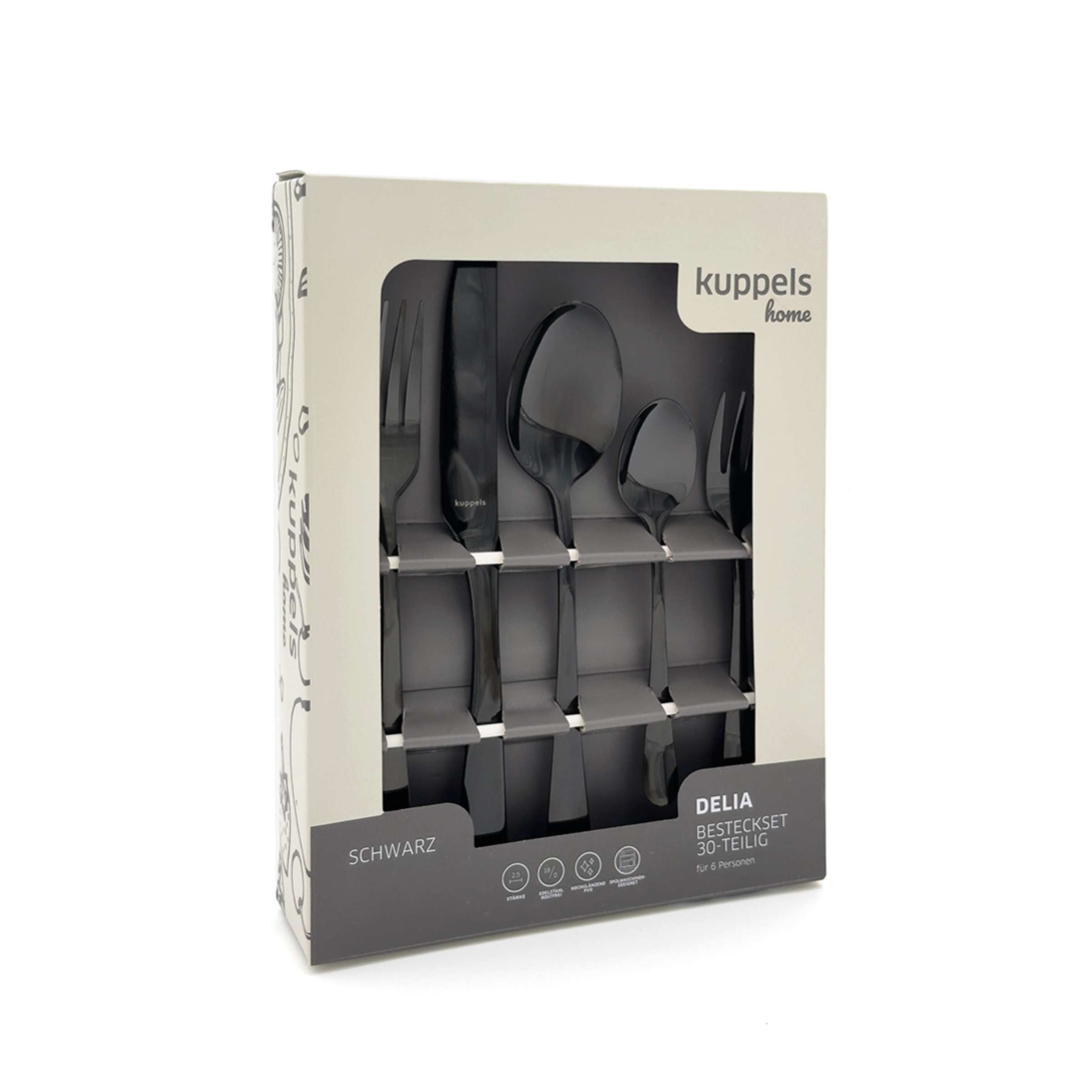 DELIA Besteckset 30-teilig PVD schwarz