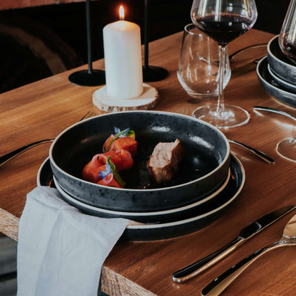 ASTER GRANITE Salatteller schwarz,weiß